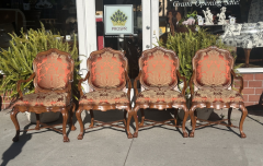  Dessin Fournir Companies Set of 18th C Style Therien Studio Workshops Venetian Walnut Dining Arm Chairs - 3575534