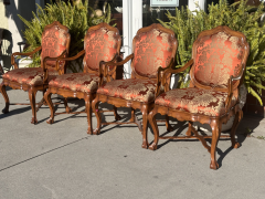  Dessin Fournir Companies Set of 18th C Style Therien Studio Workshops Venetian Walnut Dining Arm Chairs - 3575543