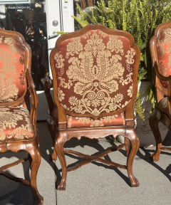  Dessin Fournir Companies Set of 18th C Style Therien Studio Workshops Venetian Walnut Dining Arm Chairs - 3575556