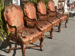  Dessin Fournir Companies Set of 18th C Style Therien Studio Workshops Venetian Walnut Dining Arm Chairs - 3575560