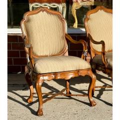  Dessin Fournir Companies Set of 18th C Style Therien Studio Workshops Venetian Walnut Dining Arm Chairs - 3982281