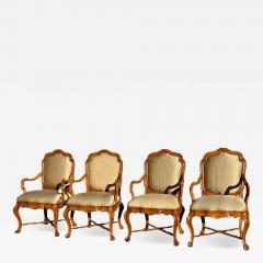  Dessin Fournir Companies Set of 18th C Style Therien Studio Workshops Venetian Walnut Dining Arm Chairs - 3985106