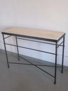  Diego Giacometti French Mid Century Modern Style Hand Hammered Iron Console Manner of Giacometti - 1830125