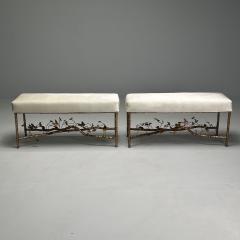  Diego Giacometti Giacometti Style Brutalist Modern Butterfly Benches Patinated Bronze Velvet - 3795898