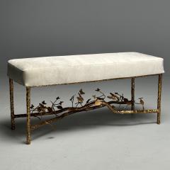  Diego Giacometti Giacometti Style Brutalist Modern Butterfly Benches Patinated Bronze Velvet - 3795900