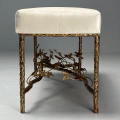  Diego Giacometti Giacometti Style Brutalist Modern Butterfly Benches Patinated Bronze Velvet - 3795903