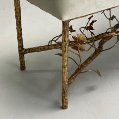  Diego Giacometti Giacometti Style Brutalist Modern Butterfly Benches Patinated Bronze Velvet - 3795905