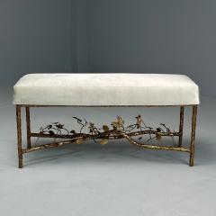  Diego Giacometti Giacometti Style Brutalist Modern Butterfly Benches Patinated Bronze Velvet - 3795907