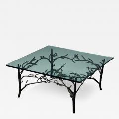  Diego Giacometti Giacometti Style Mid Century Modern Square Coffee Table Nature Motif Metal - 3866064