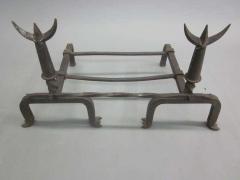  Diego Giacometti Pair French Mid Century Wrought Iron Andirons Fire Tool Spirit of Giacometti - 1830704