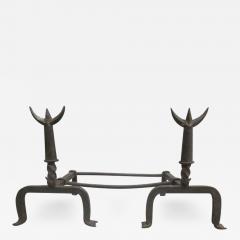 Diego Giacometti Pair French Mid Century Wrought Iron Andirons Fire Tool Spirit of Giacometti - 1832989