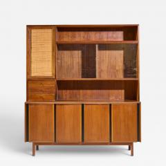  Dillingham Dillingham Mid Century Walnut and Cane Sideboard Credenza and Hutch - 4691091