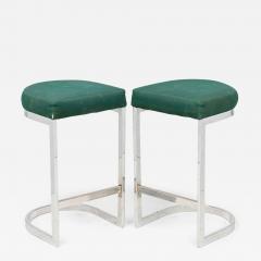  Dillingham Manufacturing Company Pair of Dillingham Horseshoe Cantilevered Forest Green and Metal Barstools - 4307234