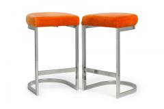  Dillingham Manufacturing Company Set of 6 Dillingham Horseshoe Cantilevered Orange Velour Metal Barstools - 4274891