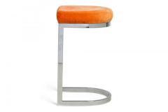  Dillingham Manufacturing Company Set of 6 Dillingham Horseshoe Cantilevered Orange Velour Metal Barstools - 4274894