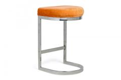  Dillingham Manufacturing Company Set of 6 Dillingham Horseshoe Cantilevered Orange Velour Metal Barstools - 4274895
