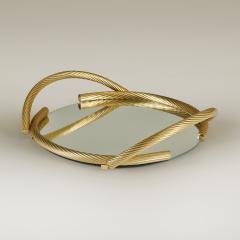  Dimart 1980s Gold Italian mirrored circular rope tray by Dimart - 4245750