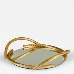  Dimart 1980s Gold Italian mirrored circular rope tray by Dimart - 4246794