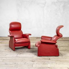  Dino Gavina Studio Simon Gavina Studio Pair of Armchairs mod Viscontea Red Leather 1980s - 3383551