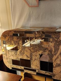  Directional Directional Wall Cabinet of Cork and Chrome in the Style of Paul Evans 1980s - 4146000
