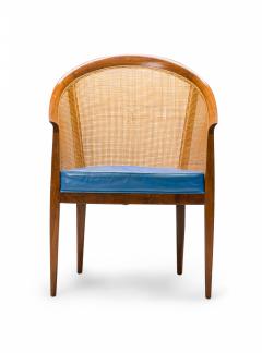 Directional Kipp Stewart for Directional American Walnut Cane and Blue Leather Chairs - 2789337
