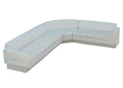  Directional Mid Century Modern White Channel Seat Sectional Sofa in White by Directional - 1749381