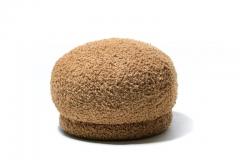  Directional Pair of Directional Post Modern Poufs Ottomans in Curly Camel Teddy Bear Fabric - 3008508