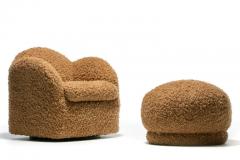  Directional Pair of Directional Post Modern Poufs Ottomans in Curly Camel Teddy Bear Fabric - 3008509