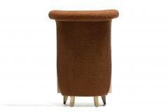  Directional Pair of High Back Directional Armchairs in Caf Boucl with Bleached Wood Arms - 4333685