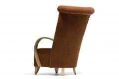  Directional Pair of High Back Directional Armchairs in Caf Boucl with Bleached Wood Arms - 4333686