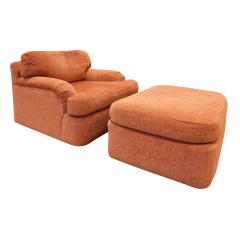  Directional Pair of Large Swiveling Lounge Chairs with Matching Ottomans 1970s - 1792314