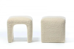  Directional Pair of Waterfall Benches Newly Upholstered in Ivory White Boucl circa 1970s - 3070027