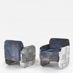  Directional Paul Evans Chrome and Suede Cityscape Lounge Chairs for Directional 1970 - 2819535