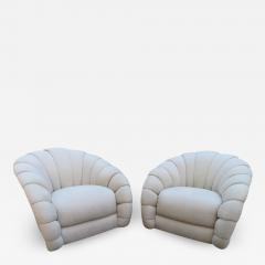  Directional Stunning Pair of Directional Crescent Tufted Swivel Lounge Chair Midcentury - 1326850