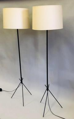  Disderot Pair of French Mid Century Modern Wrought Iron Floor Lamps Disderot Attributed - 1707398