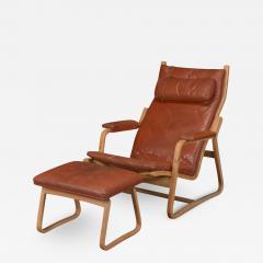  Ditte Adrian Heath DItte Adrian Heath Oak Leather Lounge Chair w Ottoman - 2784226