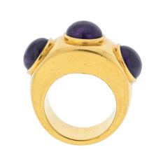  Dominique DOMINIQUE PARIS 22K YELLOW GOLD TRIPLE STATION AMETHYST RING - 2569867