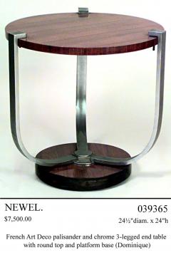  Dominique French Art Deco Palisander and Chrome 3 Legged End Table - 428879
