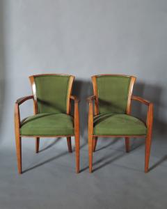  Dominique Pair Fine French Art Deco Walnut Armchairs by Dominique - 4488994