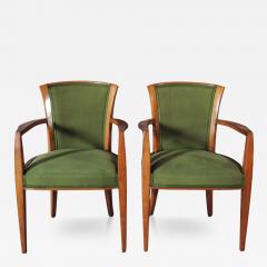  Dominique Pair Fine French Art Deco Walnut Armchairs by Dominique - 4512232