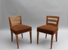 Dominique Pair of French Art Deco Lime Oak Side Chairs by Dominique - 431207
