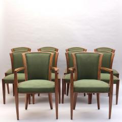  Dominique Set of 10 Fine French Art Deco Walnut Chairs by Dominique 8 Side and 2 Arm  - 3805558