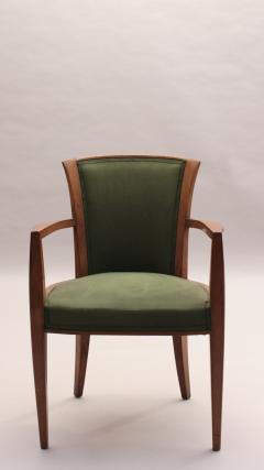  Dominique Set of 10 Fine French Art Deco Walnut Chairs by Dominique 8 Side and 2 Arm  - 3805564