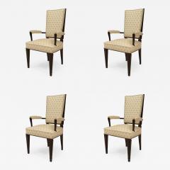  Dominique Set of 4 French 1940s Ebonized High Back Open Armchairs - 425556
