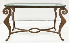  Donghia 1990s Donghia Style Steel Cut Stylized Console Table with Glass Top - 3509568