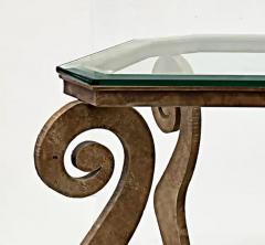  Donghia 1990s Donghia Style Steel Cut Stylized Console Table with Glass Top - 3509575
