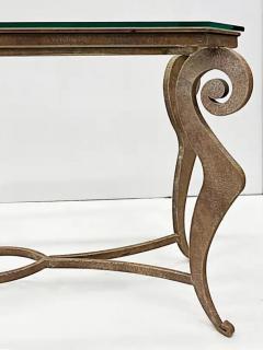 Donghia 1990s Donghia Style Steel Cut Stylized Console Table with Glass Top - 3509576