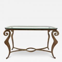  Donghia 1990s Donghia Style Steel Cut Stylized Console Table with Glass Top - 3527567