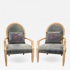  Donghia Donghia Pair of Elegant Lounge Chairs in Avodire 1980s - 1136477