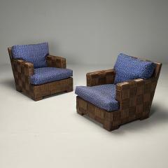  Donghia John Hutton Donghia Oversized Lounge Chairs Woven Cane Mahogany USA 1990s - 3797005